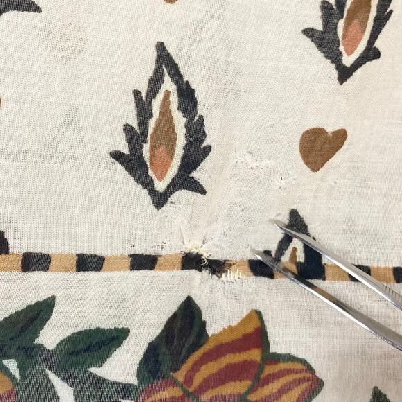 Nwot FARM RIO Top L Cream Brown Floral Pearly-Button Crochet Puff-Balloon-Sleeve - Picture 9 of 16